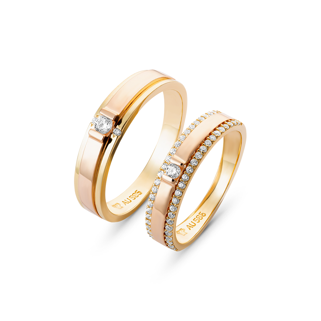 Nhẫn cưới Vàng 14K đá DDJ02